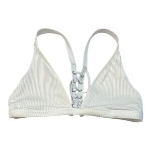 Bikini PINK Victoria’s Secret Lace Up Ribbed Top Triangle Cup Size Large